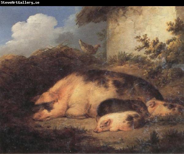 George Morland A Sow and Her Piglets